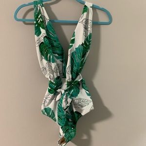 Cupshe palm print belted one piece size small